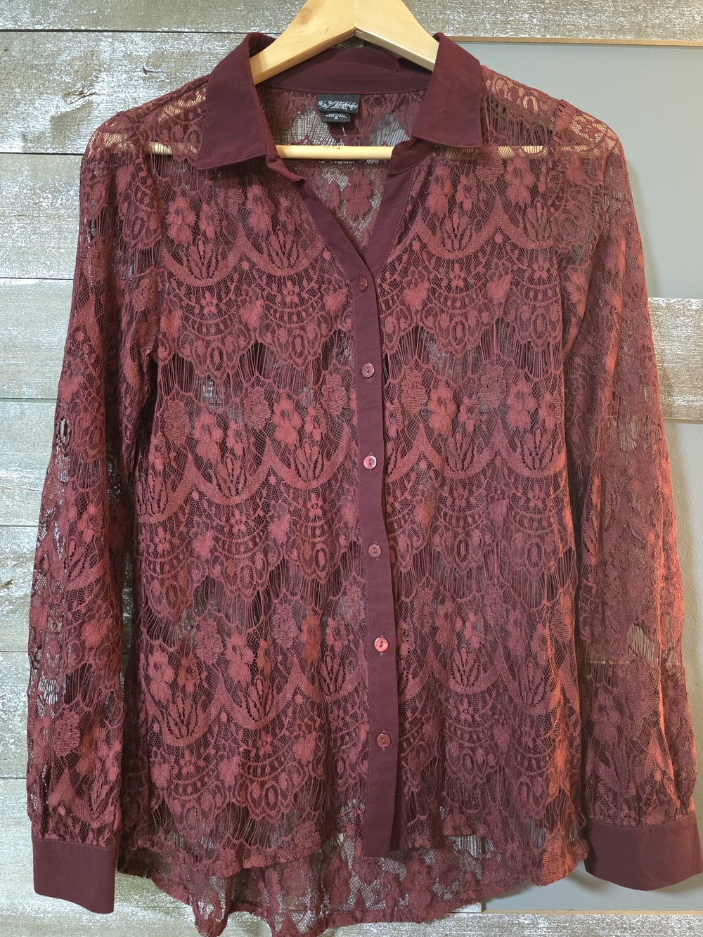 Daytrip Burgundy Lace Button-Down Shirt